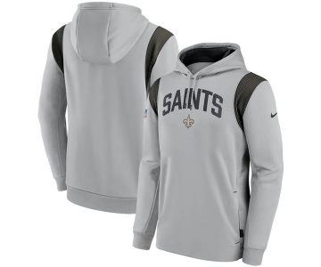 Men's New Orleans Saints Gray Sideline Stack Performance Pullover Hoodie