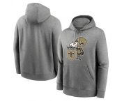 Men's New Orleans Saints Heather Gray Primary Logo Long Sleeve Hoodie T-Shirt