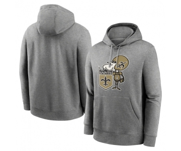 Men's New Orleans Saints Heather Gray Primary Logo Long Sleeve Hoodie T-Shirt