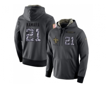 NFL Men's Nike New Orleans Saints #21 Alvin Kamara Stitched Black Anthracite Salute to Service Player Performance Hoodie