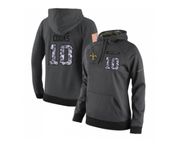 NFL Women's Nike New Orleans Saints #10 Brandin Cooks Stitched Black Anthracite Salute to Service Player Performance Hoodie