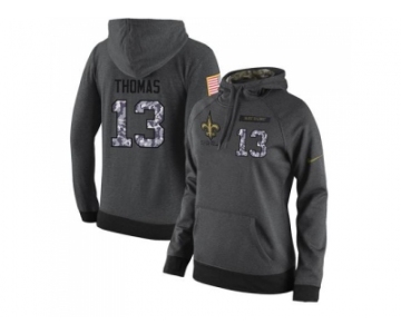 NFL Women's Nike New Orleans Saints #13 Michael Thomas Stitched Black Anthracite Salute to Service Player Performance Hoodie