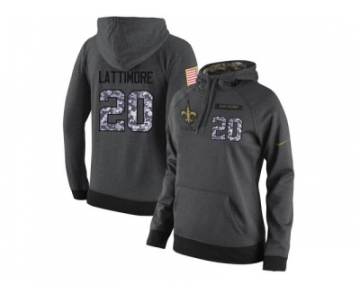 NFL Women's Nike New Orleans Saints #20 Marshon Lattimore Stitched Black Anthracite Salute to Service Player Performance Hoodie