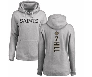 NFL Women's Nike New Orleans Saints #7 Taysom Hill Ash Backer Pullover Hoodie