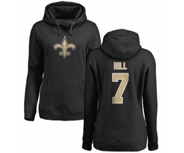 NFL Women's Nike New Orleans Saints #7 Taysom Hill Black Name & Number Logo Pullover Hoodie