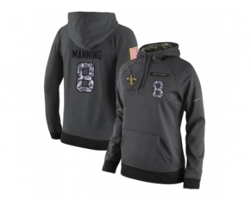 NFL Women's Nike New Orleans Saints #8 Archie Manning Stitched Black Anthracite Salute to Service Player Performance Hoodie