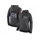 NFL Women's Nike New Orleans Saints #94 Cameron Jordan Stitched Black Anthracite Salute to Service Player Performance Hoodie