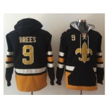 Nike New Orleans Saints #9 Drew Brees Black Gold Name & Number Pullover NFL Hoodie