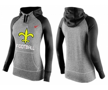 Women Nike New Orleans Saints Performance Hoodie Grey & Black_1