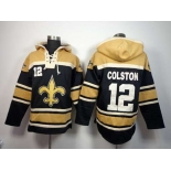 nike nfl jerseys new orleans saints #12 colston gold-black[pullover hooded sweatshirt]