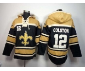 nike nfl jerseys new orleans saints #12 colston gold-black[pullover hooded sweatshirt]