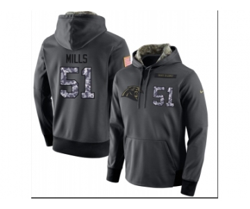 Men Carolina Panthers #51 Sam Mills Stitched Black Anthracite Salute to Service Player Performance Hoodie