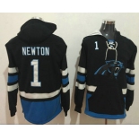 Men's Carolina Panthers #1 Cam Newton NEW Black Pocket Stitched NFL Pullover Hoodie