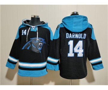 Men's Carolina Panthers #14 Sam Darnold Black Ageless Must-Have Lace-Up Pullover Hoodie