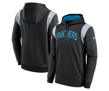 Men's Carolina Panthers Black Sideline Stack Performance Pullover Hoodie