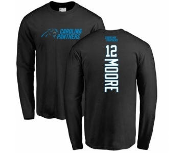 NFL Nike Carolina Panthers #12 DJ Moore Black Backer Long Sleeve T-Shirt