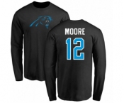 NFL Nike Carolina Panthers #12 DJ Moore Black Name & Number Logo Long Sleeve T-Shirt