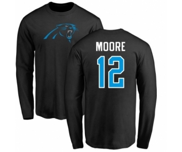 NFL Nike Carolina Panthers #12 DJ Moore Black Name & Number Logo Long Sleeve T-Shirt