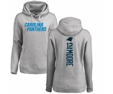 NFL Women's Nike Carolina Panthers #12 DJ Moore Ash Backer Pullover Hoodie