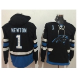 Nike Carolina Panthers #1 Cam Newton Black Blue Name & Number Pullover NFL Hoodie