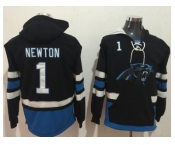 Nike Carolina Panthers #1 Cam Newton Black Blue Name & Number Pullover NFL Hoodie