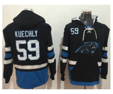 Nike Carolina Panthers #59 Luke Kuechly Black Blue Name & Number Pullover NFL Hoodie