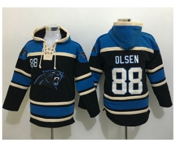 Nike Carolina Panthers #88 Greg Olsen Black Sawyer Hooded Sweatshirt NFL Hoodie