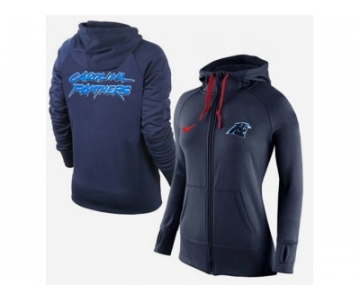 Women Nike Carolina Panthers Full-Zip Performance Hoodie Dark Blue