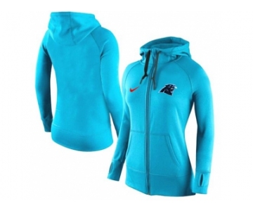 Women Nike Carolina Panthers Full-Zip Performance Hoodie Light Blue