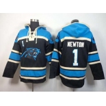 nike nfl jerseys carolina panthers #1 newton blue-black[pullover hooded sweatshirt]