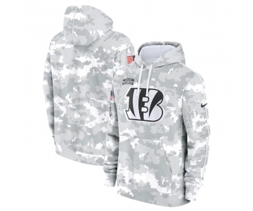 Men's Cincinnati Bengals 2024 Arctic Camo Salute To Service Club Fleece Pullover Hoodie