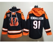 Men's Cincinnati Bengals #91 Trey Hendrickson Orange Black Ageless Must-Have Lace-Up Pullover Hoodie