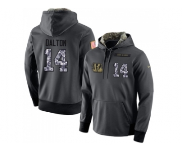 NFL Men's Nike Cincinnati Bengals #14 Andy Dalton Stitched Black Anthracite Salute to Service Player Performance Hoodie