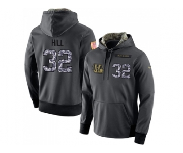 NFL Men's Nike Cincinnati Bengals #32 Jeremy Hill Stitched Black Anthracite Salute to Service Player Performance Hoodie