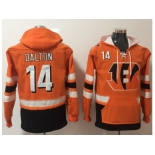 Nike Cincinnati Bengals #14 Andy Dalton Orange Black Name & Number Pullover NFL Hoodie