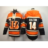 nike nfl jerseys cincinnati bengals #14 dalton black-orange[pullover hooded sweatshirt]