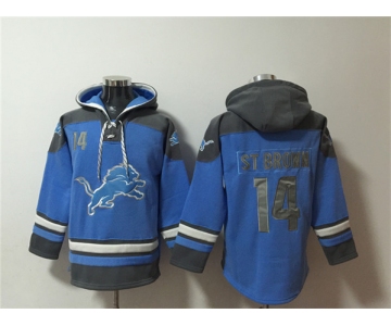 Men's Detroit Lions #14 Amon-Ra St. Brown Blue Ageless Must-Have Lace-Up Pullover Hoodie