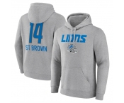 Men's Detroit Lions #14 Amon-Ra St. Brown Heather Gray Team Wordmark Player Name & Number Pullover Hoodie