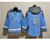 Men's Detroit Lions #16 Jared Goff Blue Ageless Must-Have Lace-Up Pullover Hoodie