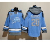 Men's Detroit Lions #20 Barry Sanders Blue Ageless Must-Have Lace-Up Pullover Hoodie