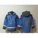 Men's Detroit Lions #97 Aidan Hutchinson Blue Ageless Must-Have Lace-Up Pullover Hoodie