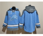 Men's Detroit Lions Blank Blue Ageless Must-Have Lace-Up Pullover Hoodie