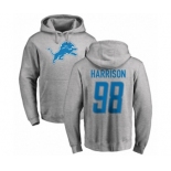 NFL Nike Detroit Lions #98 Damon Harrison Ash Name & Number Logo Pullover Hoodie