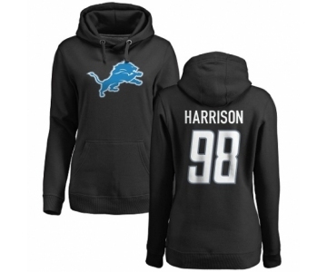 NFL Women's Nike Detroit Lions #98 Damon Harrison Black Name & Number Logo Pullover Hoodie