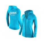 Women Nike Detroit Lions Full-Zip Performance Hoodie Light Blue