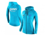 Women Nike Detroit Lions Full-Zip Performance Hoodie Light Blue