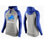 Women Nike Detroit Lions Performance Hoodie Grey & Blue_1