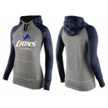 Women Nike Detroit Lions Performance Hoodie Grey & Dark Blue