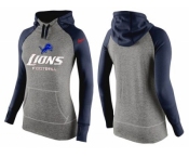 Women Nike Detroit Lions Performance Hoodie Grey & Dark Blue