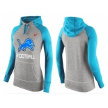 Women Nike Detroit Lions Performance Hoodie Grey & Light Blue